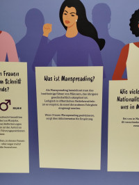 Foto: Veranstaltung zum Weltrauentag März 2023, Wandtafel-Statement 1, Foto Petra Thomas